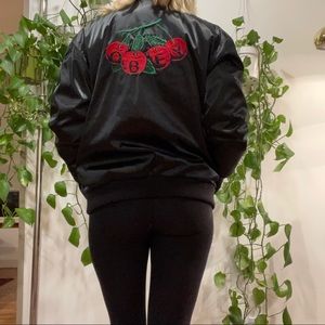 🍒 Obey Cherry Bomb Satin Quilted Bomber